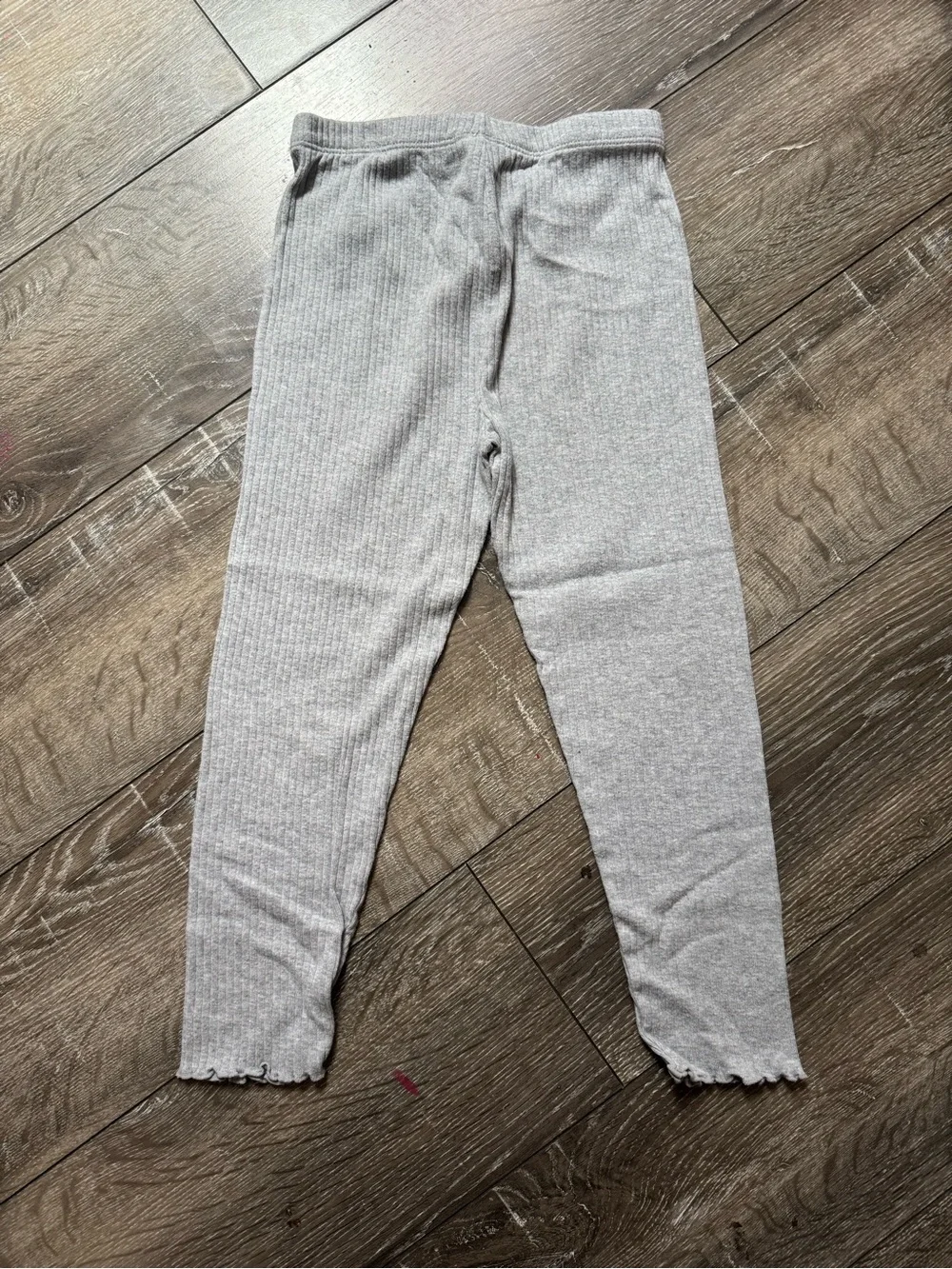 adidas Gray Ribbed Kids Leggings with Pink Logo